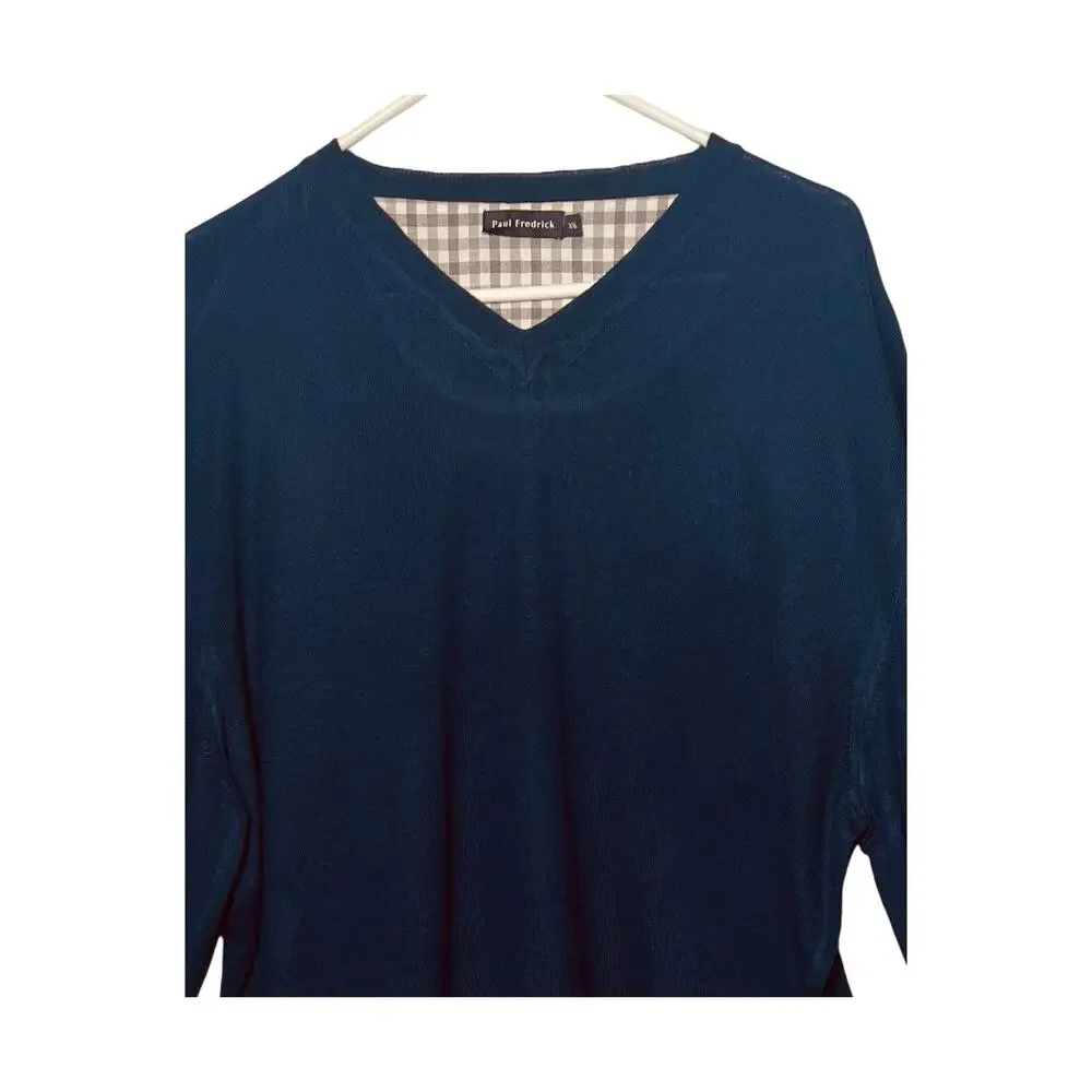 Paul Frederick Sweater Mens XXL Italian Merino Wool Blue Pullover Long Sleeve